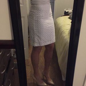Banana Republic White Eyelet Pencil Skirt